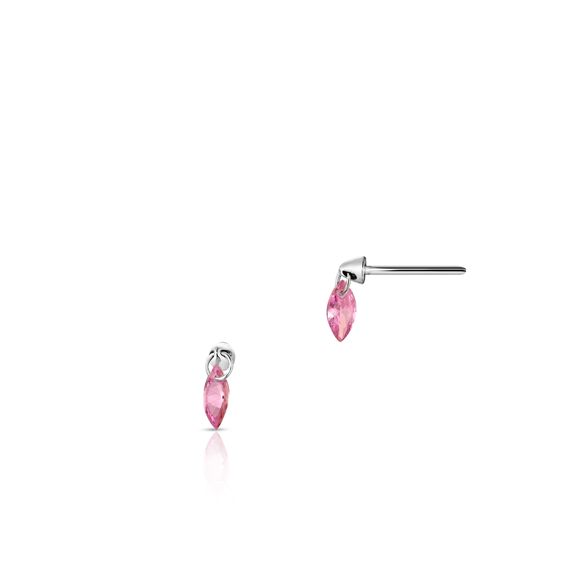 W.KRUK Kolczyki srebrne z różową cyrkonią