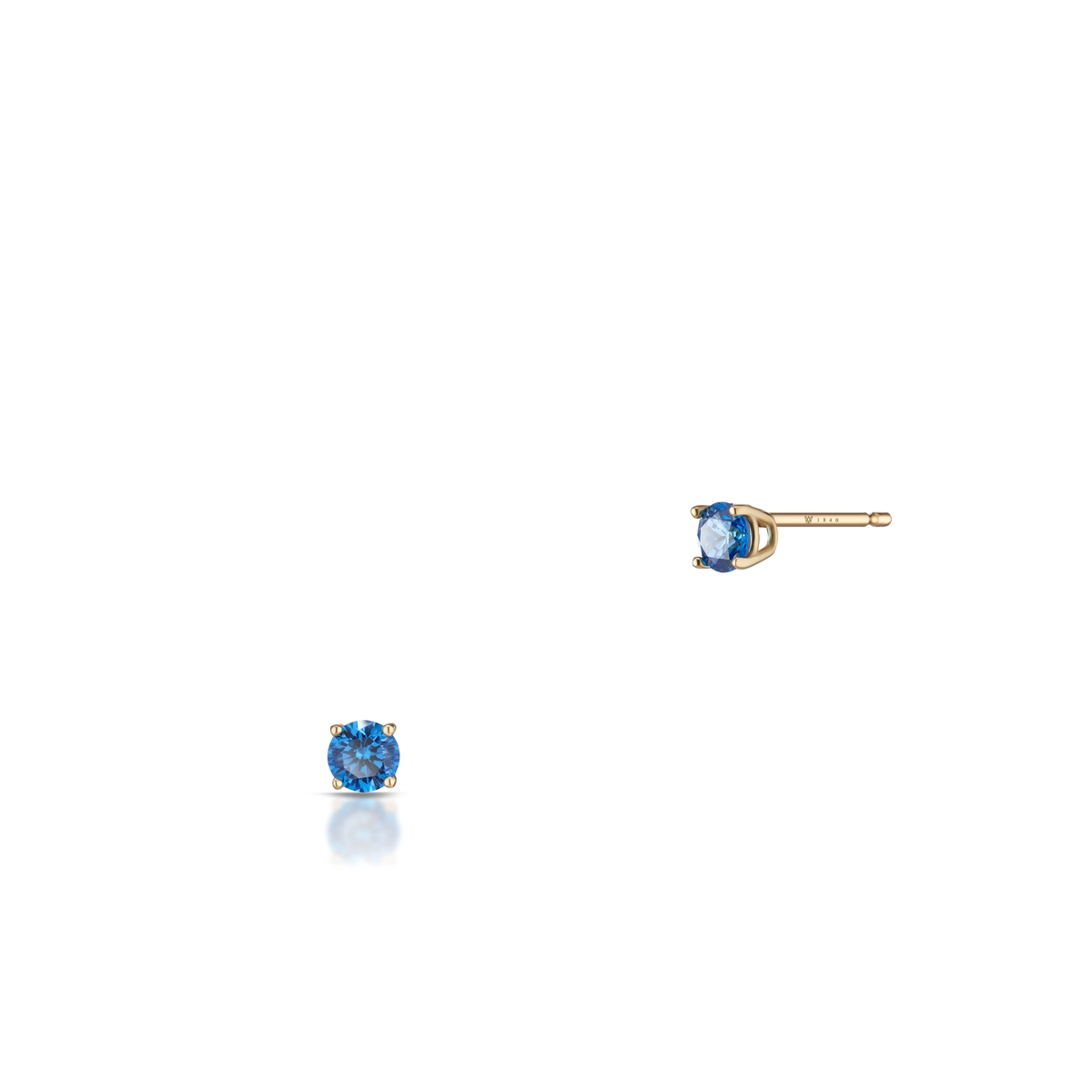 W.KRUK Kolczyki złote z niebieską cyrkonią