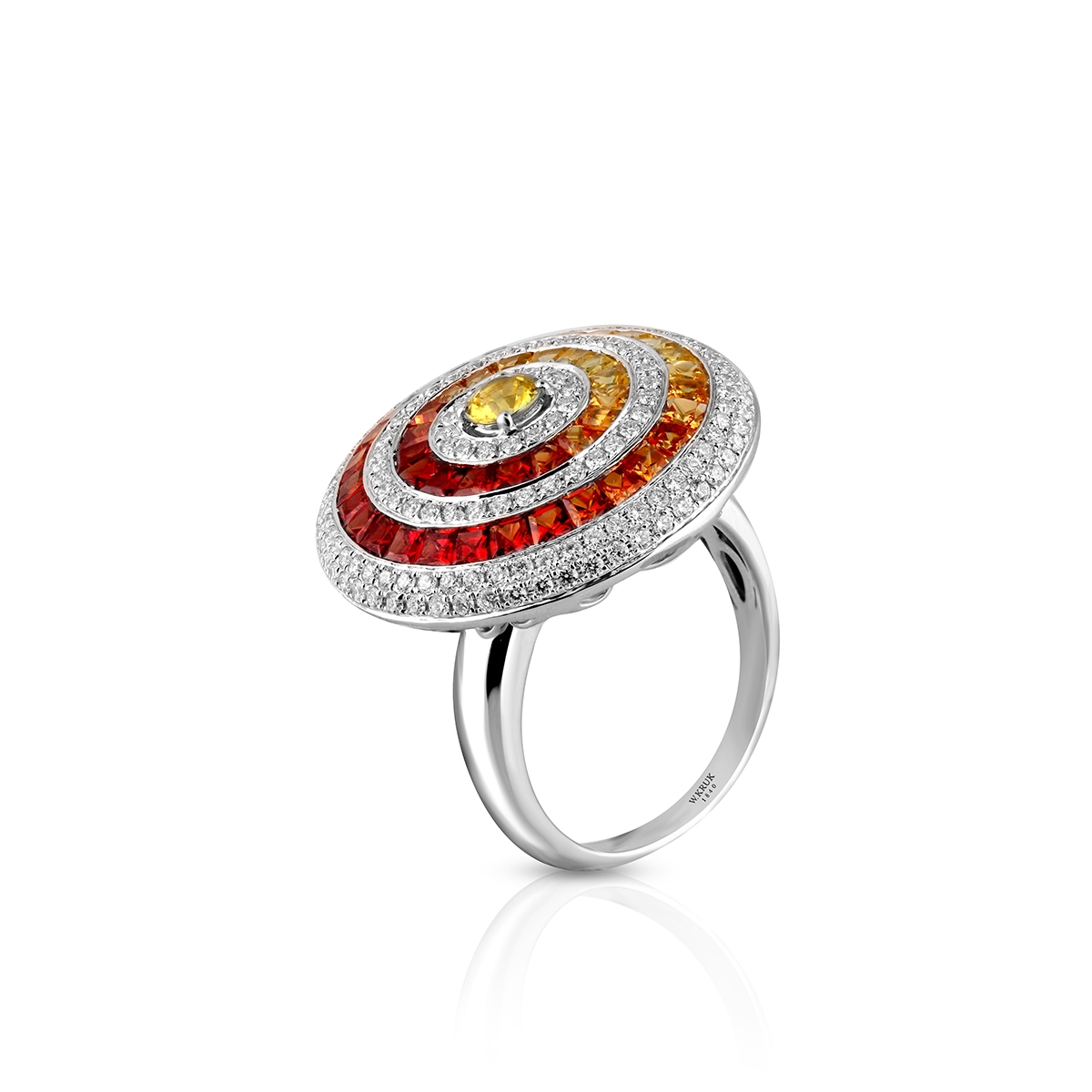 W.KRUK Pierścionek białe złoto z brylantami i szafirami