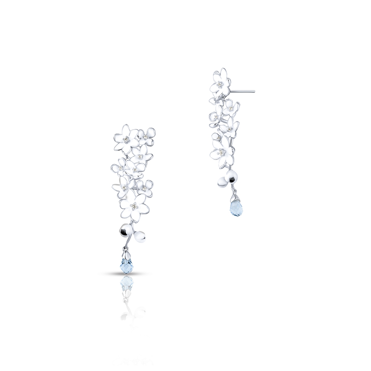 W.KRUK Kolczyki srebrne Kwiaty Nocy Biały Bez