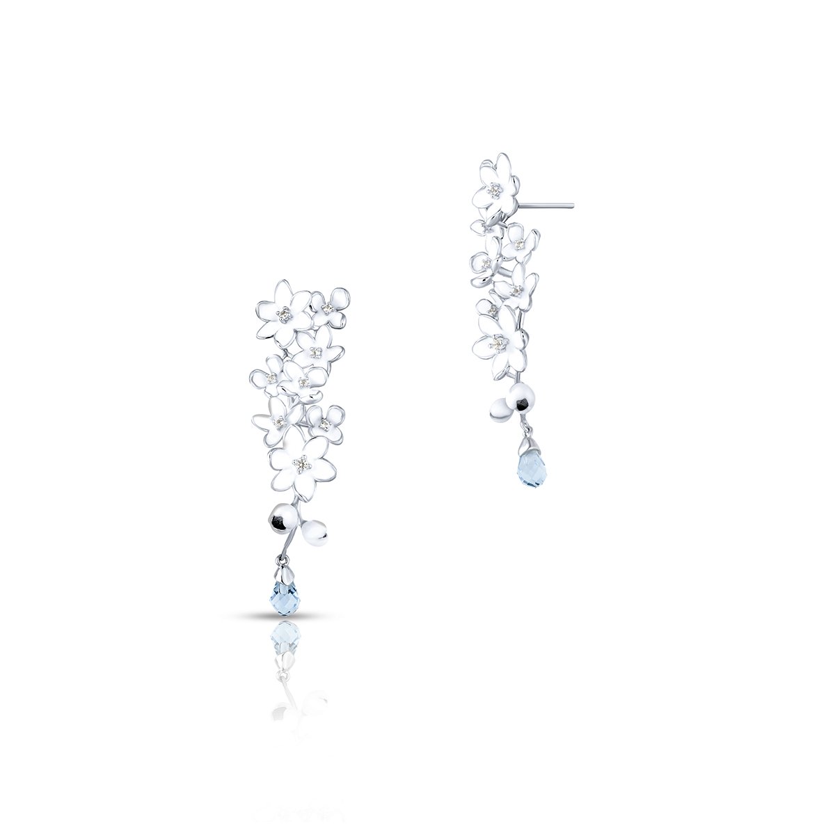 W.KRUK Kolczyki srebrne Kwiaty Nocy Biały Bez