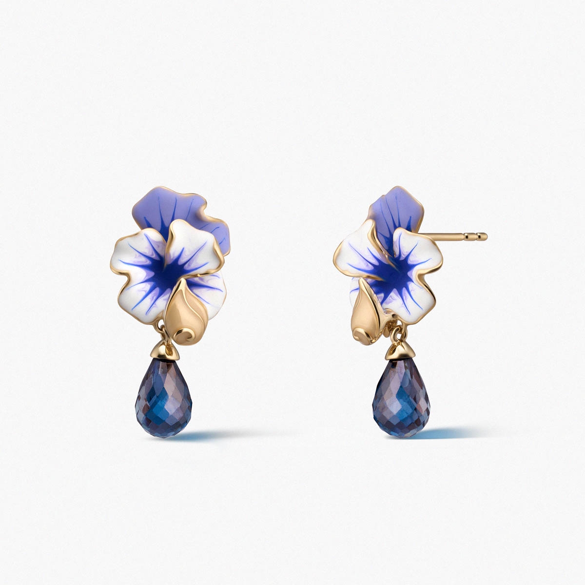 W.KRUK Kolczyki złote Kwiaty Nocy Bratki