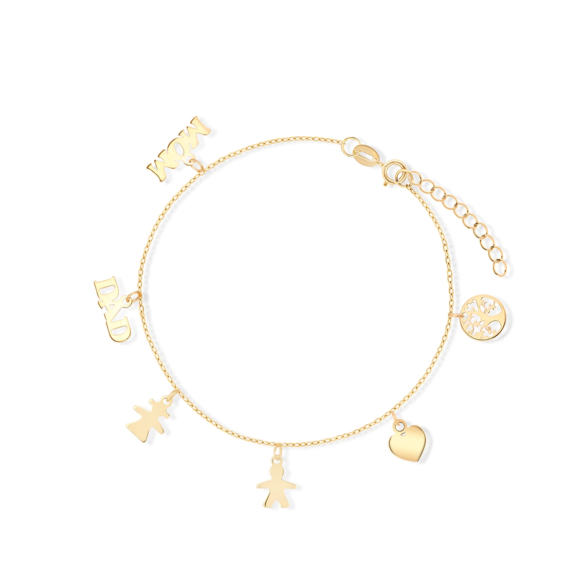 W.KRUK Bransoleta złota z zawieszkami Mom Dad