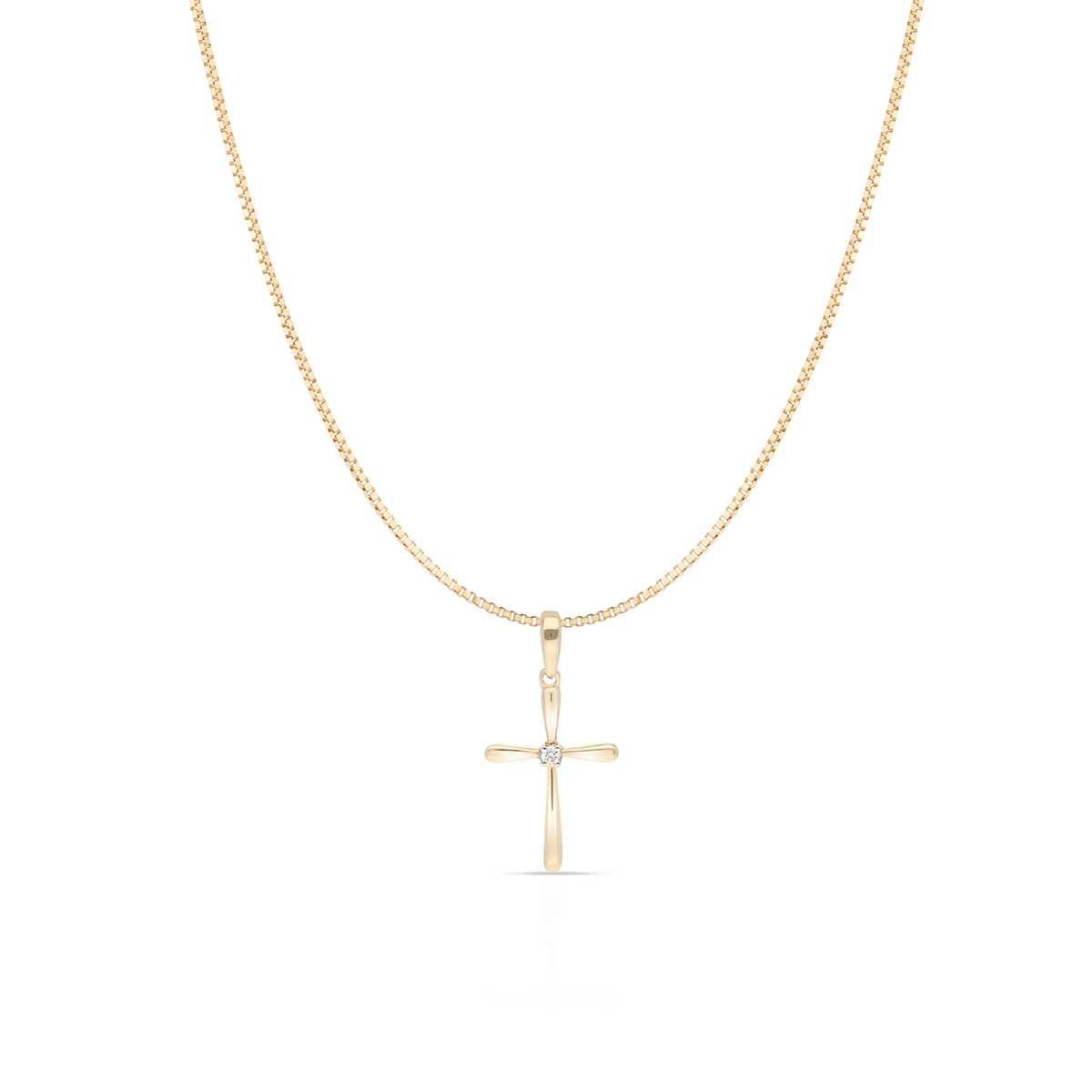 W.KRUK Wisiorek złoty krzyżyk z brylantem