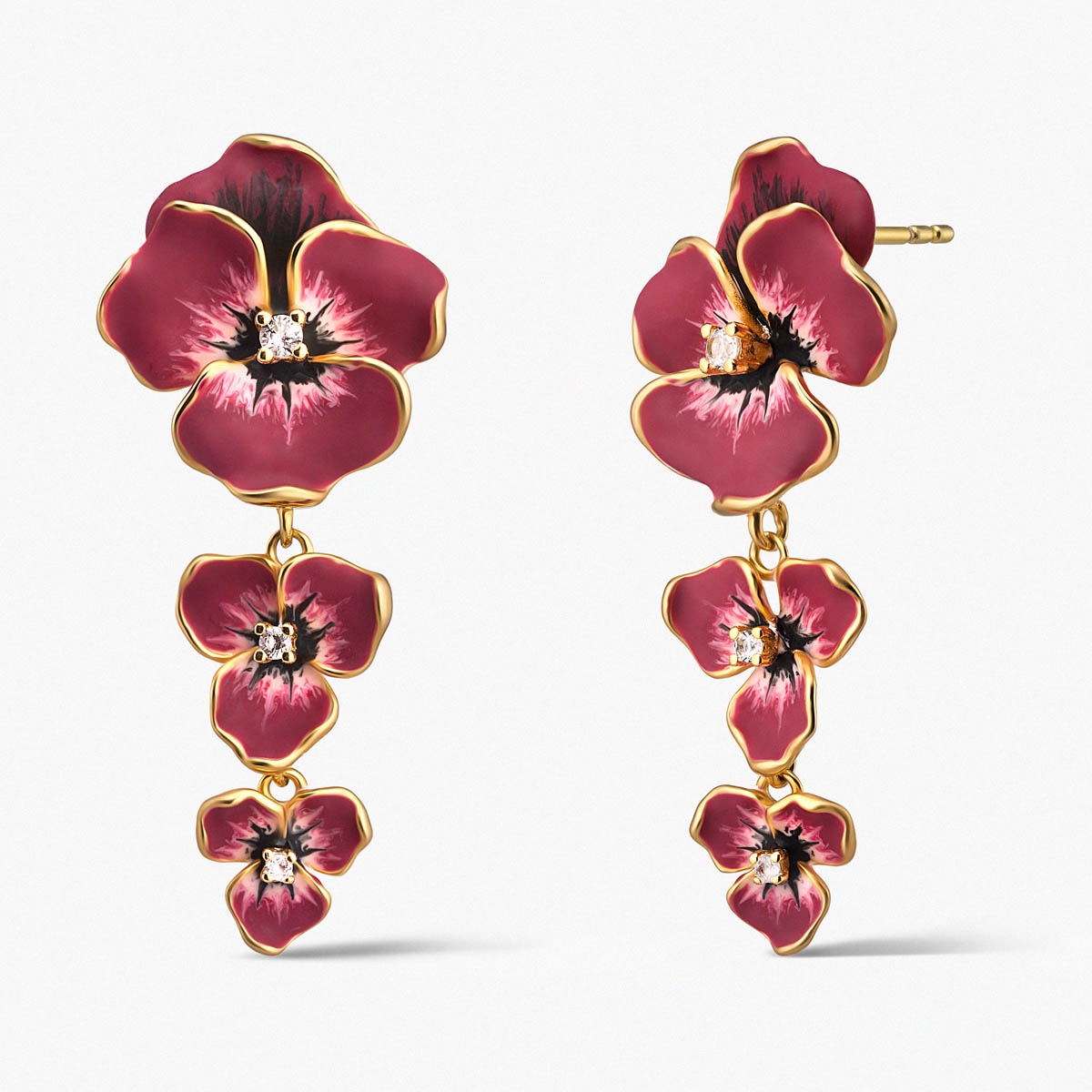 W.KRUK Kolczyki srebrne Kwiaty Nocy Bratki