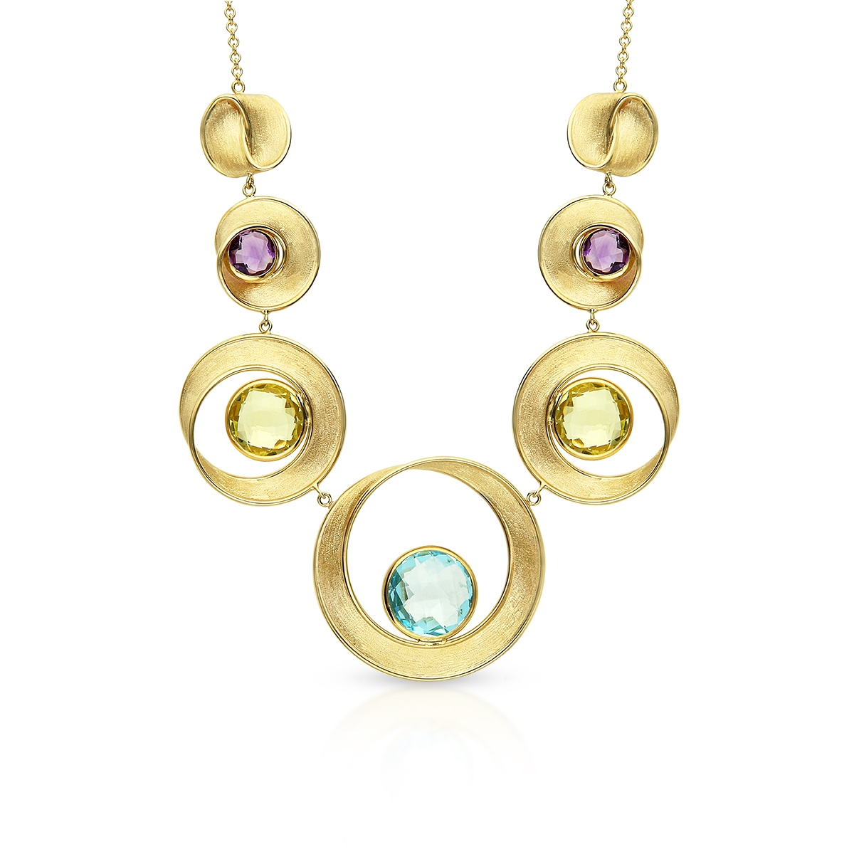 W.KRUK Naszyjnik złoty z naturalnymi kamieniami