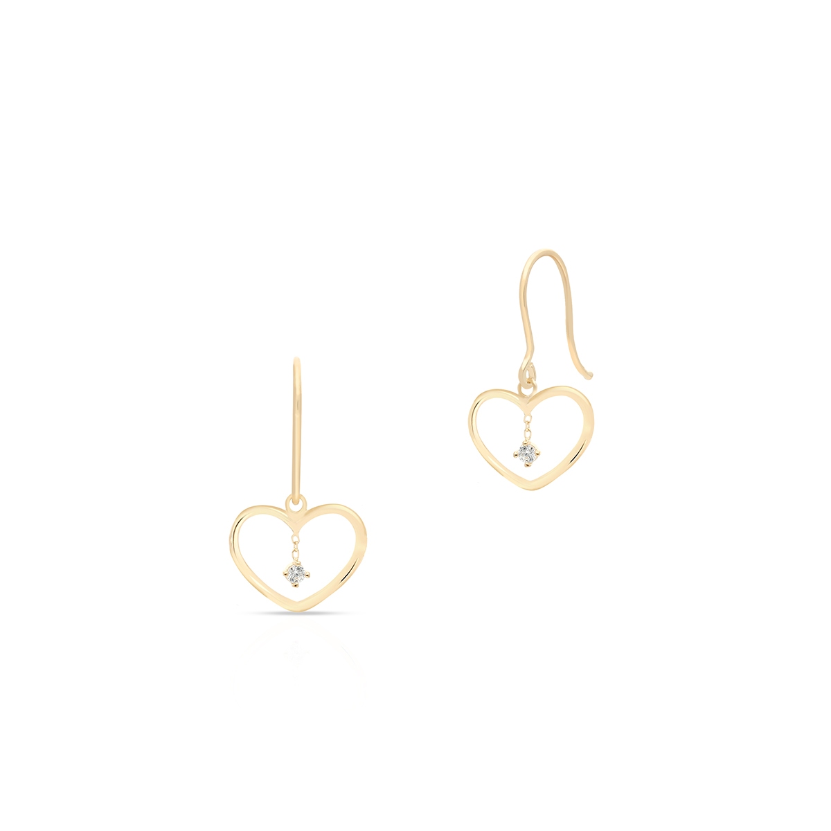 W.KRUK Kolczyki złote serca z cyrkoniami
