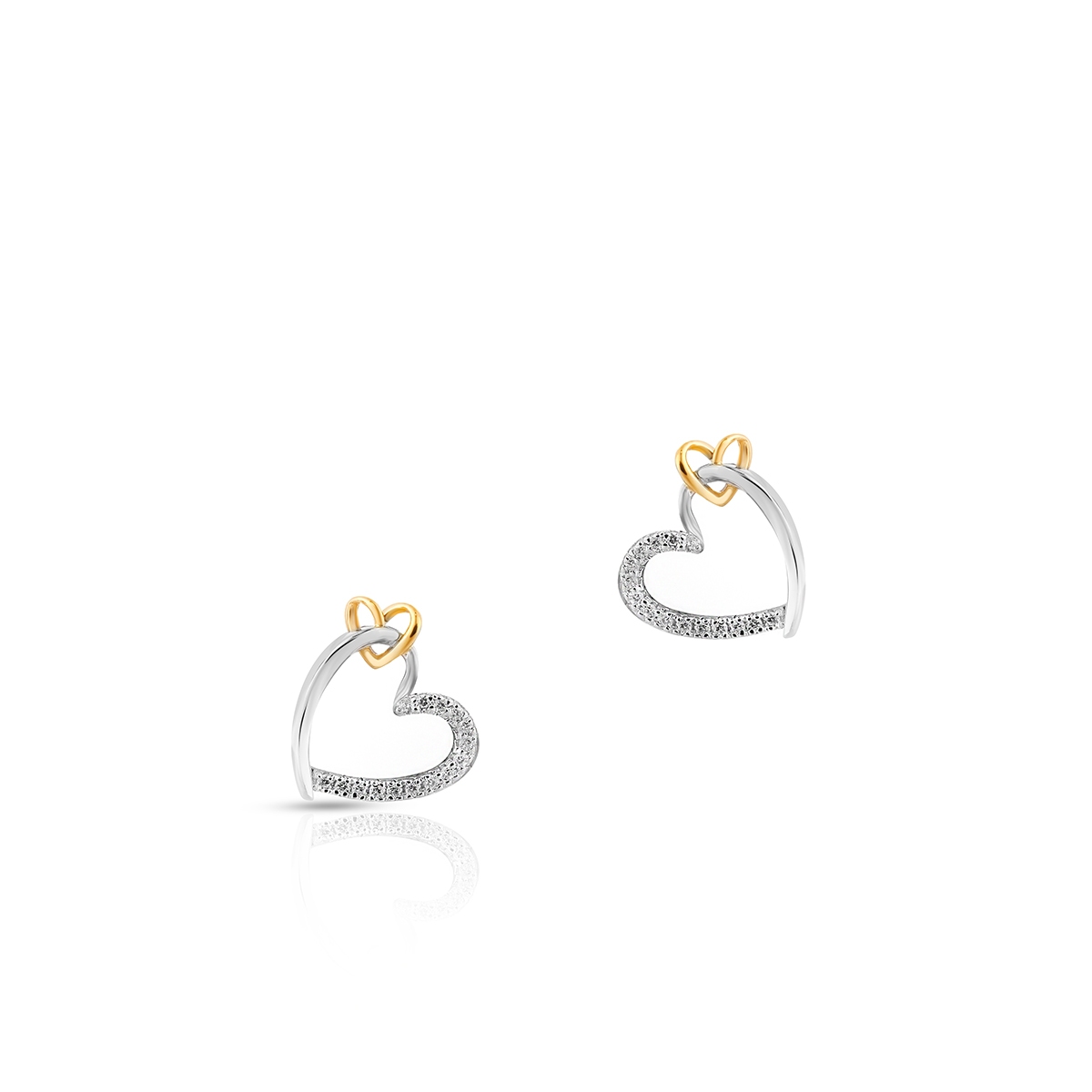 W.KRUK Kolczyki srebrne serce z cyrkoniami
