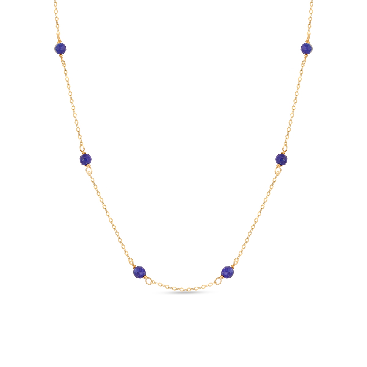 W.KRUK Naszyjnik złoty z niebieskimi kamieniami