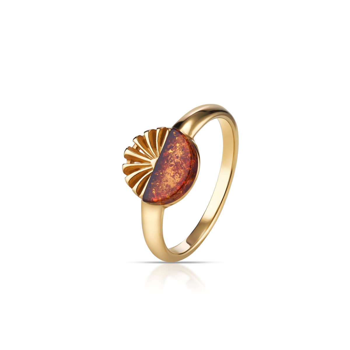 W.KRUK Pierścionek złocony z bursztynem