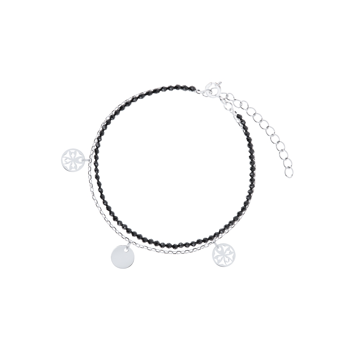 W.KRUK Bransoleta srebrna z czarnymi spinelami