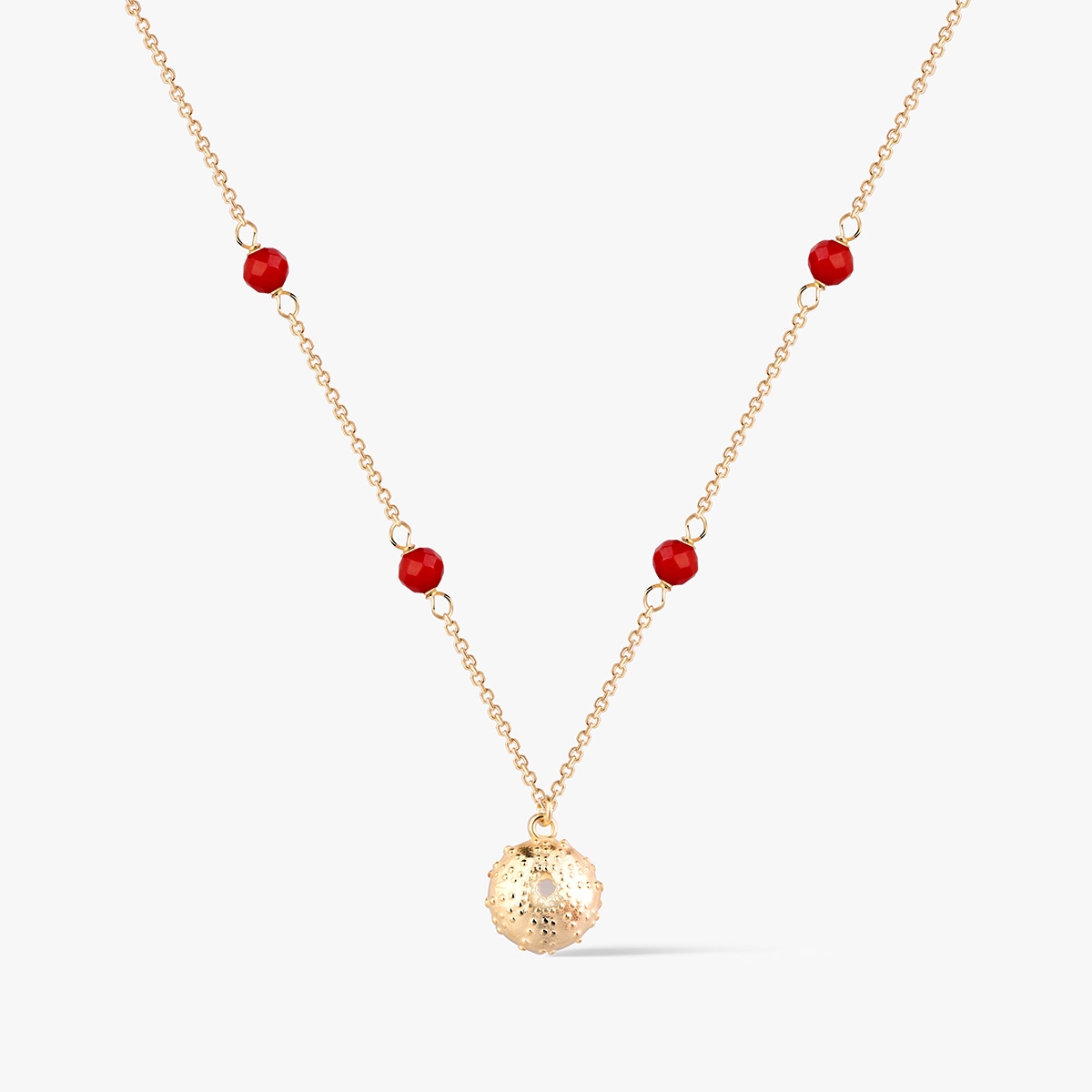 W.KRUK Naszyjnik złoty z meduzą i koralem Santorini