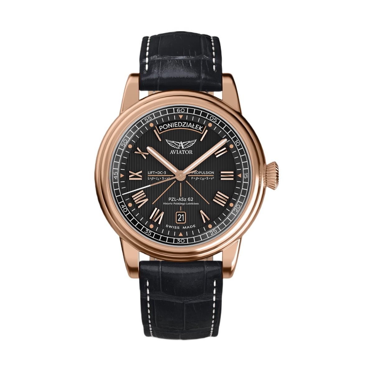 W.KRUK ZEGAREK AVIATOR DOUGLAS DAY-DATE POLSKA EDYCJA