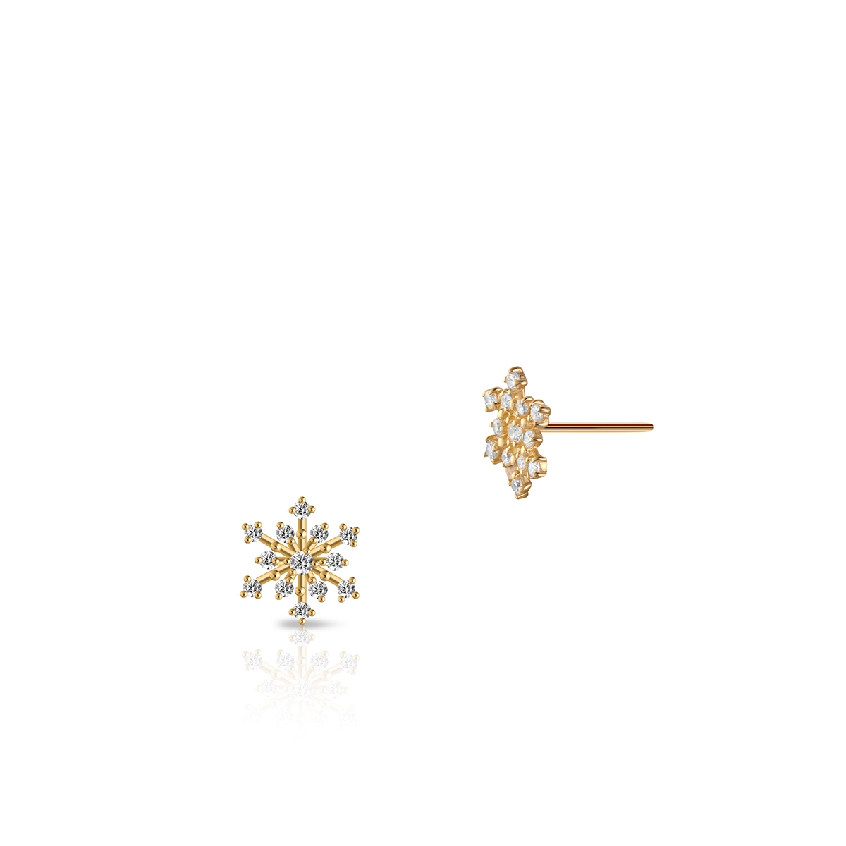 W.KRUK Kolczyki złote śnieżynki
