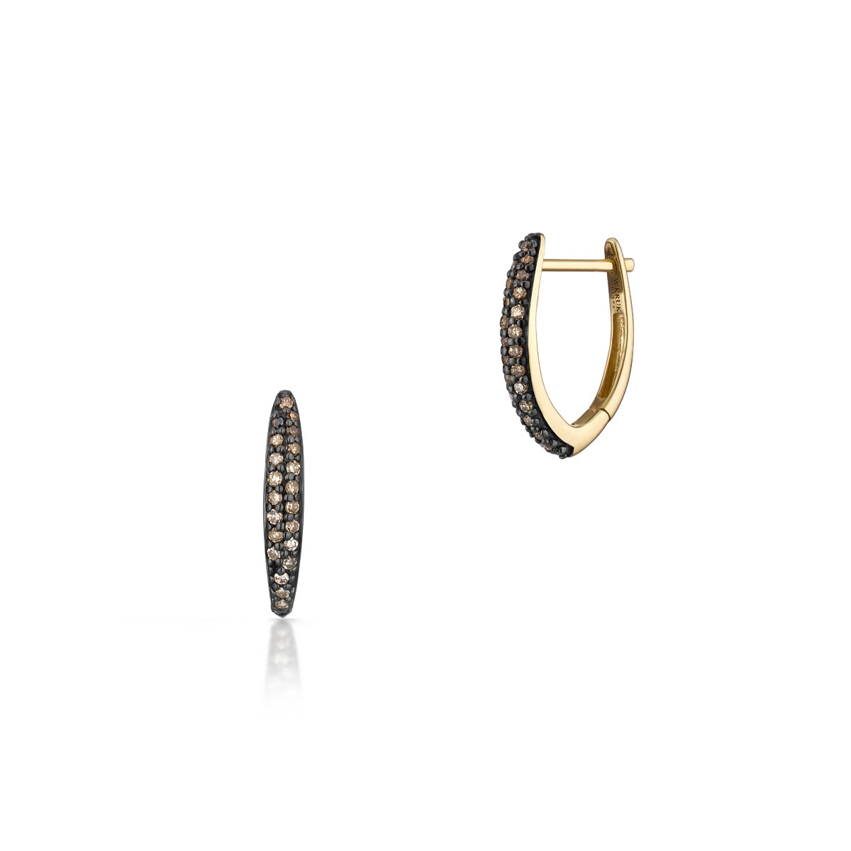 W.KRUK Kolczyki złote z brązowymi diamentami Karmelowa