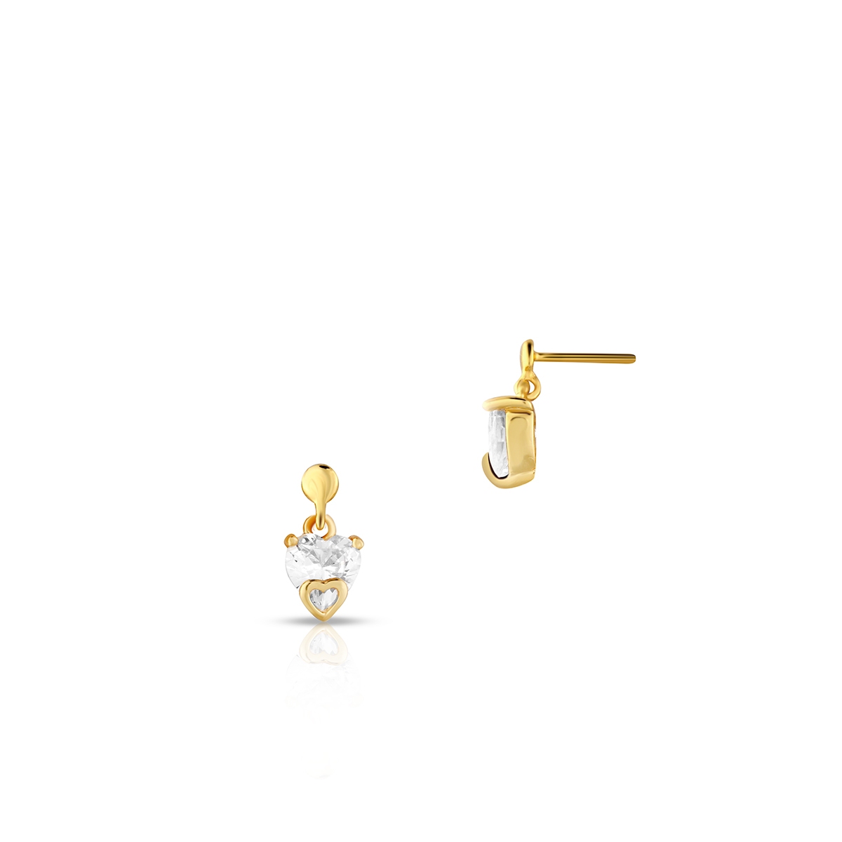 W.KRUK Kolczyki srebrne z cyrkonią w kształcie serca