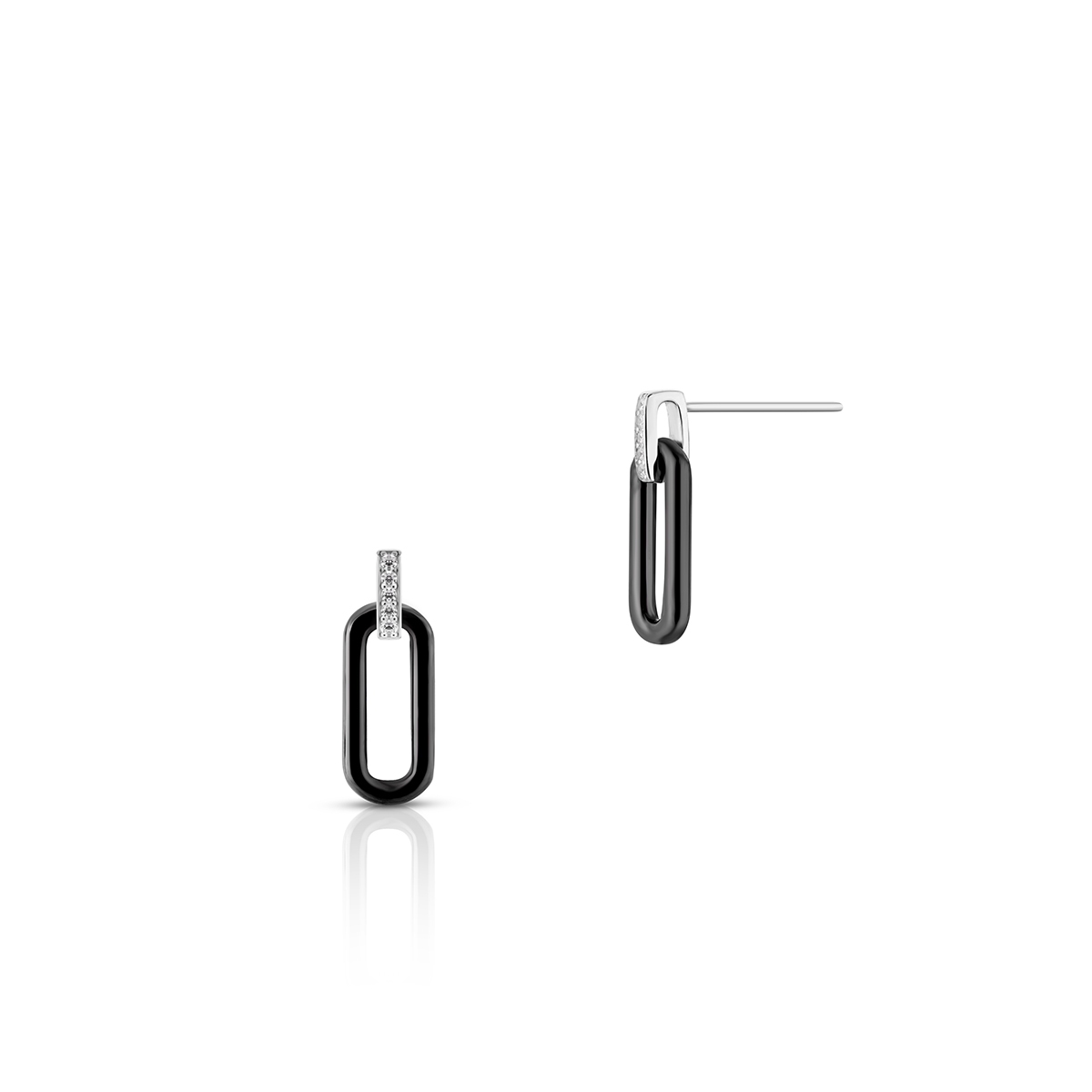W.KRUK Kolczyki srebrne z czarną ceramiką