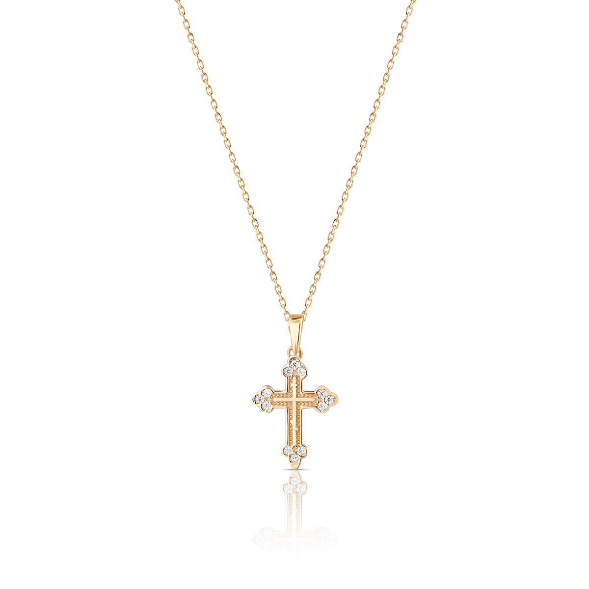 W.KRUK Wisiorek złoty krzyżyk z cyrkoniami