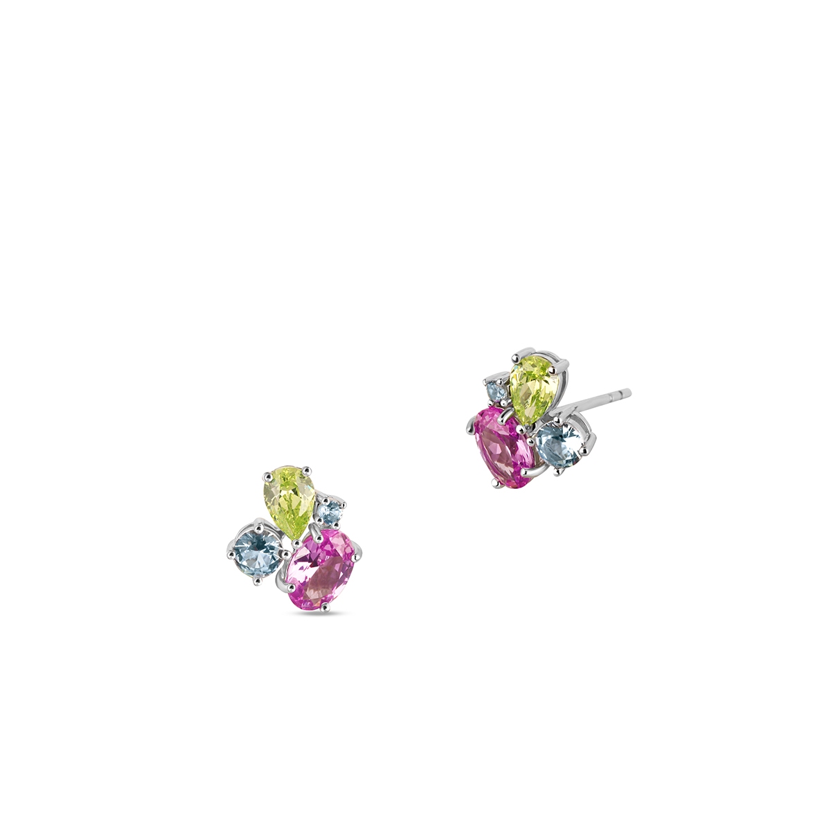 W.KRUK Kolczyki srebrne z kolorowymi kamieniami Mozaika