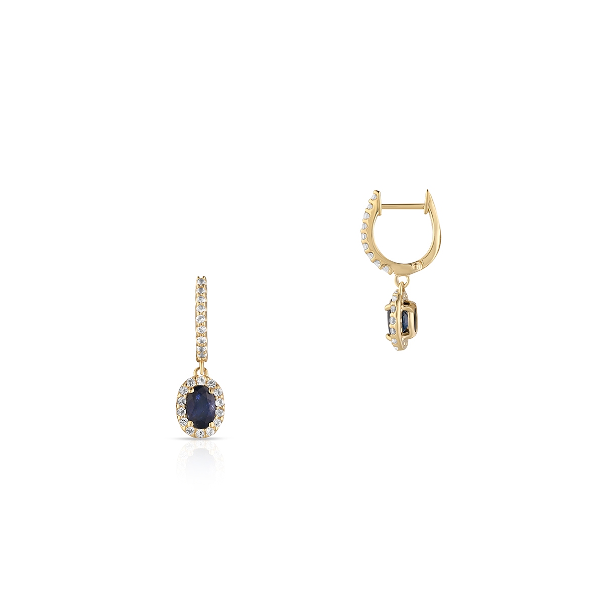 W.KRUK Kolczyki złote z szafirem i białym topazem