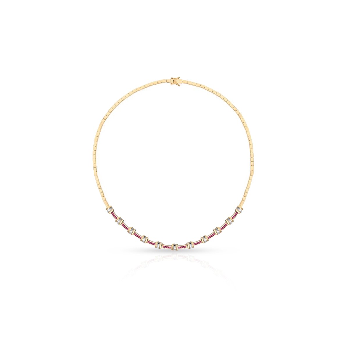 W.KRUK Naszyjnik złoty z diamentami i rubinami