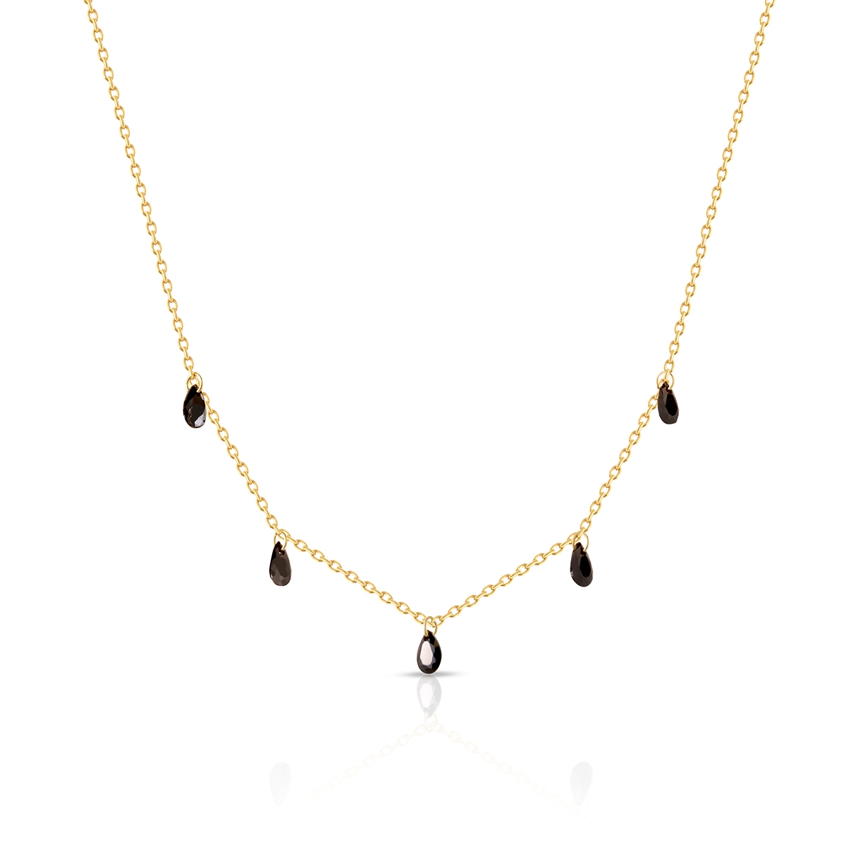 W.KRUK Naszyjnik srebrny pozłacany z czarnymi cyrkoniami