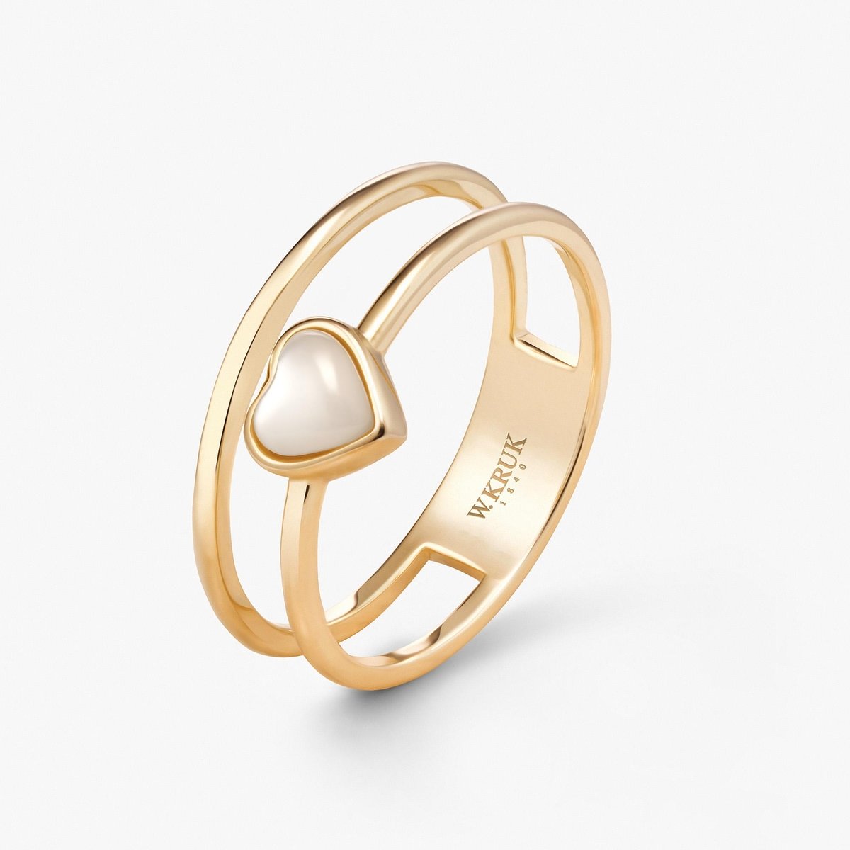W.KRUK Pierścionek srebrny pozłacany z sercem