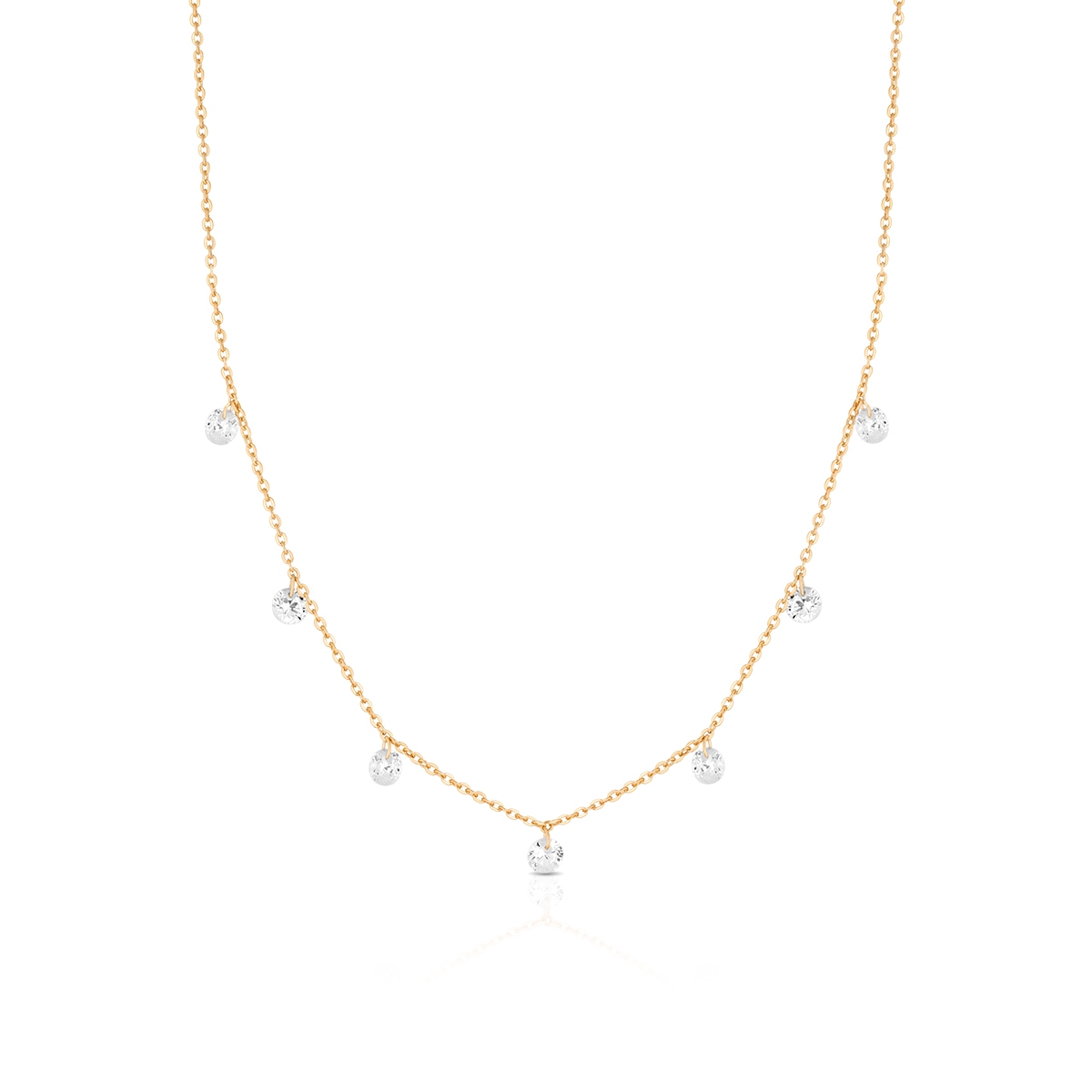 W.KRUK Naszyjnik srebrny pozłacany z cyrkoniami