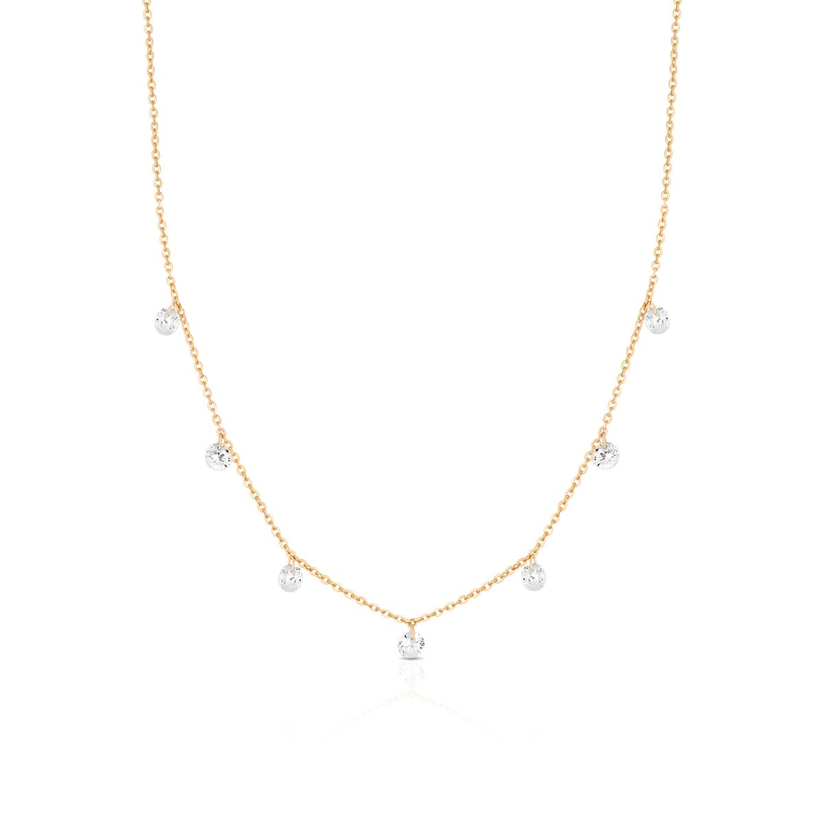 W.KRUK Naszyjnik srebrny pozłacany z cyrkoniami