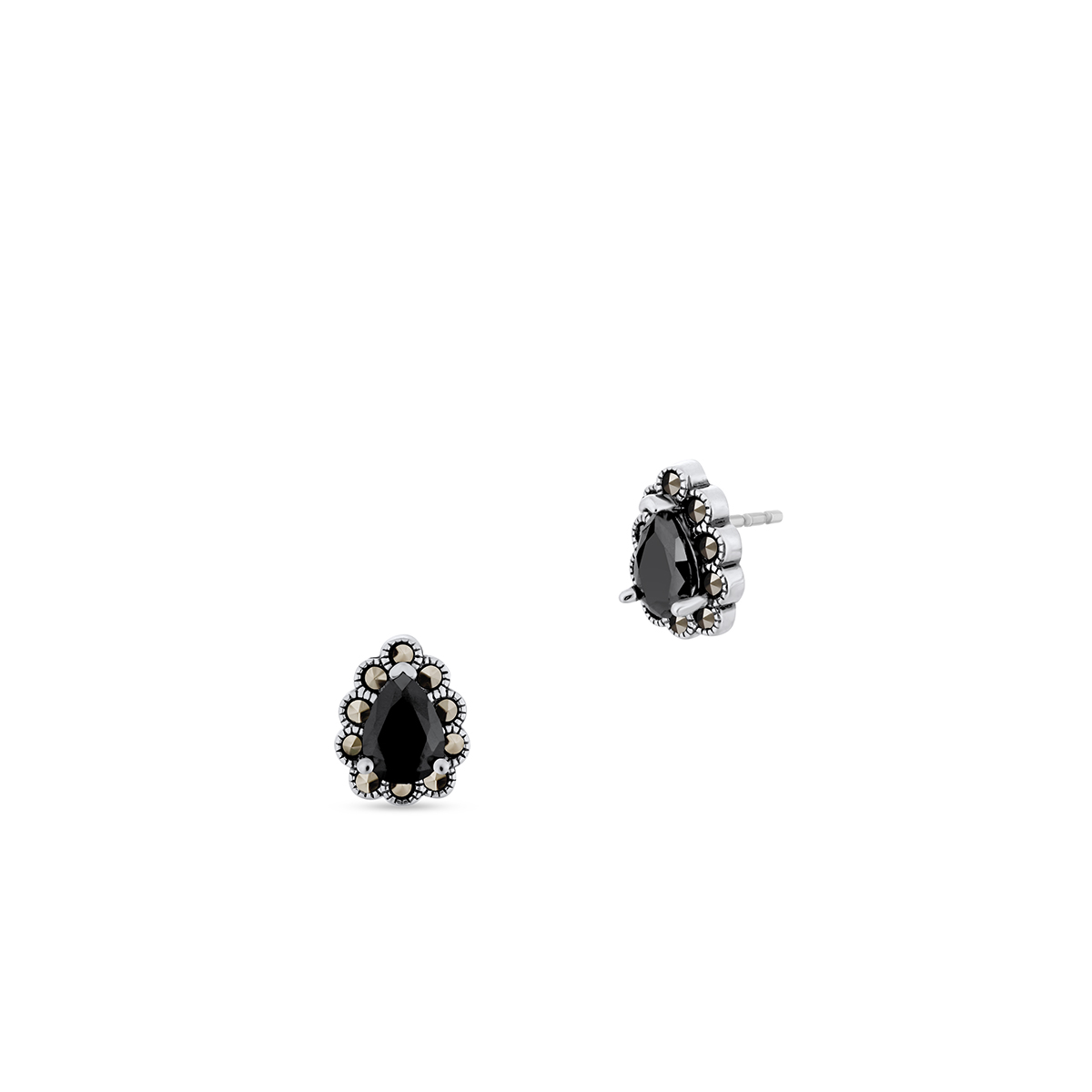W.KRUK - Kolczyki srebrne z czarną cyrkonią