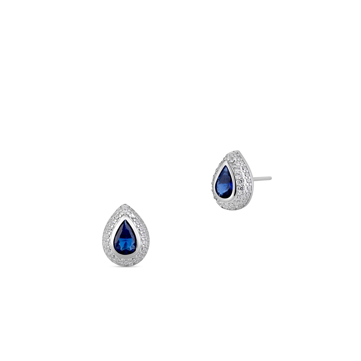 W.KRUK Kolczyki srebrne z niebieską cyrkonią