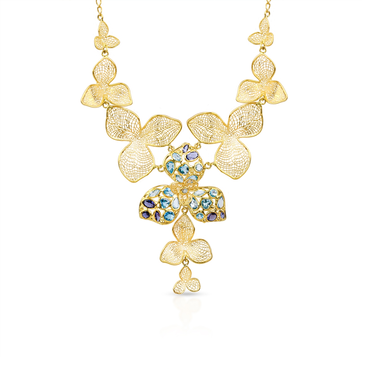 W.KRUK Naszyjnik złoty z motywem kwiatowym