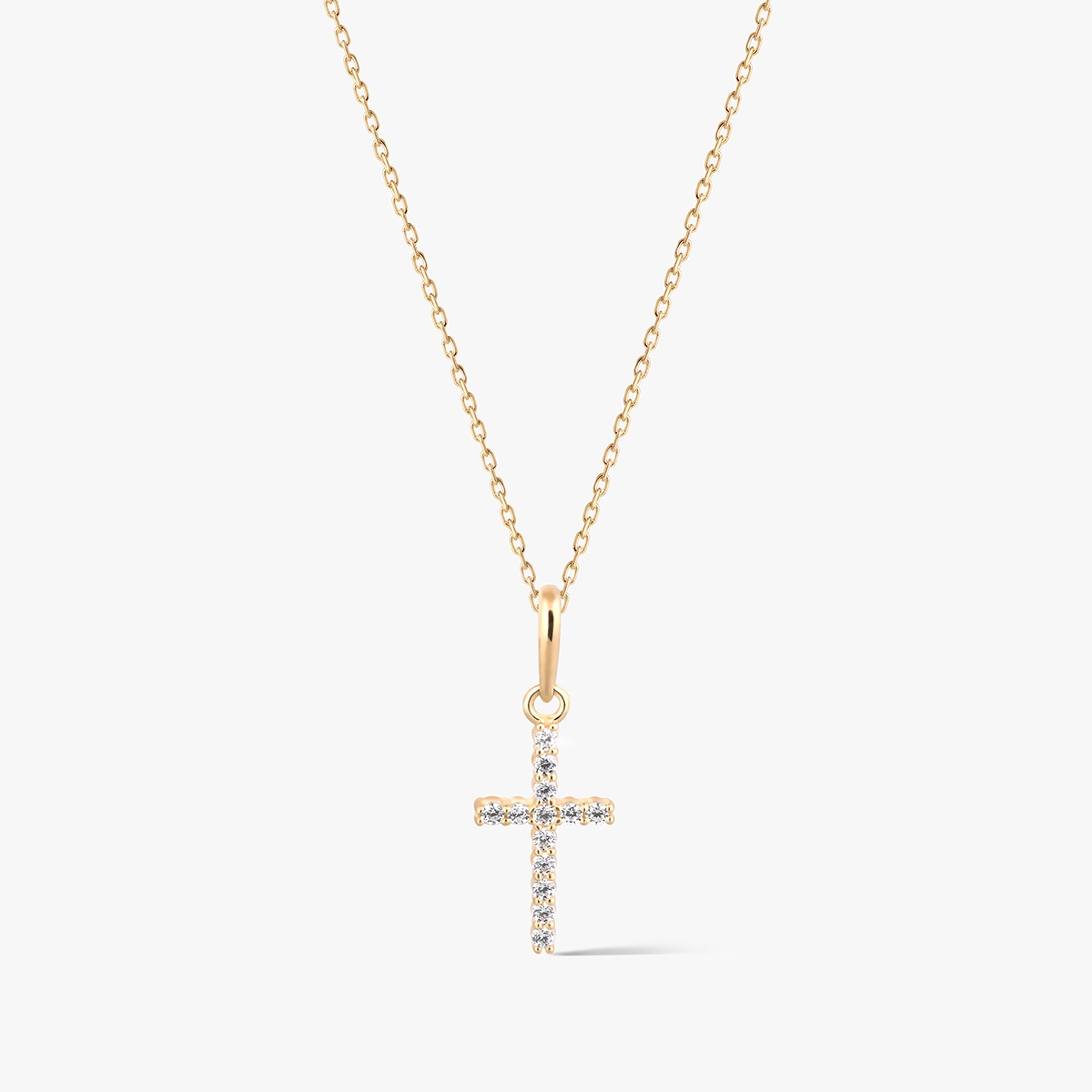 W.KRUK Wisiorek złoty krzyżyk z cyrkoniami