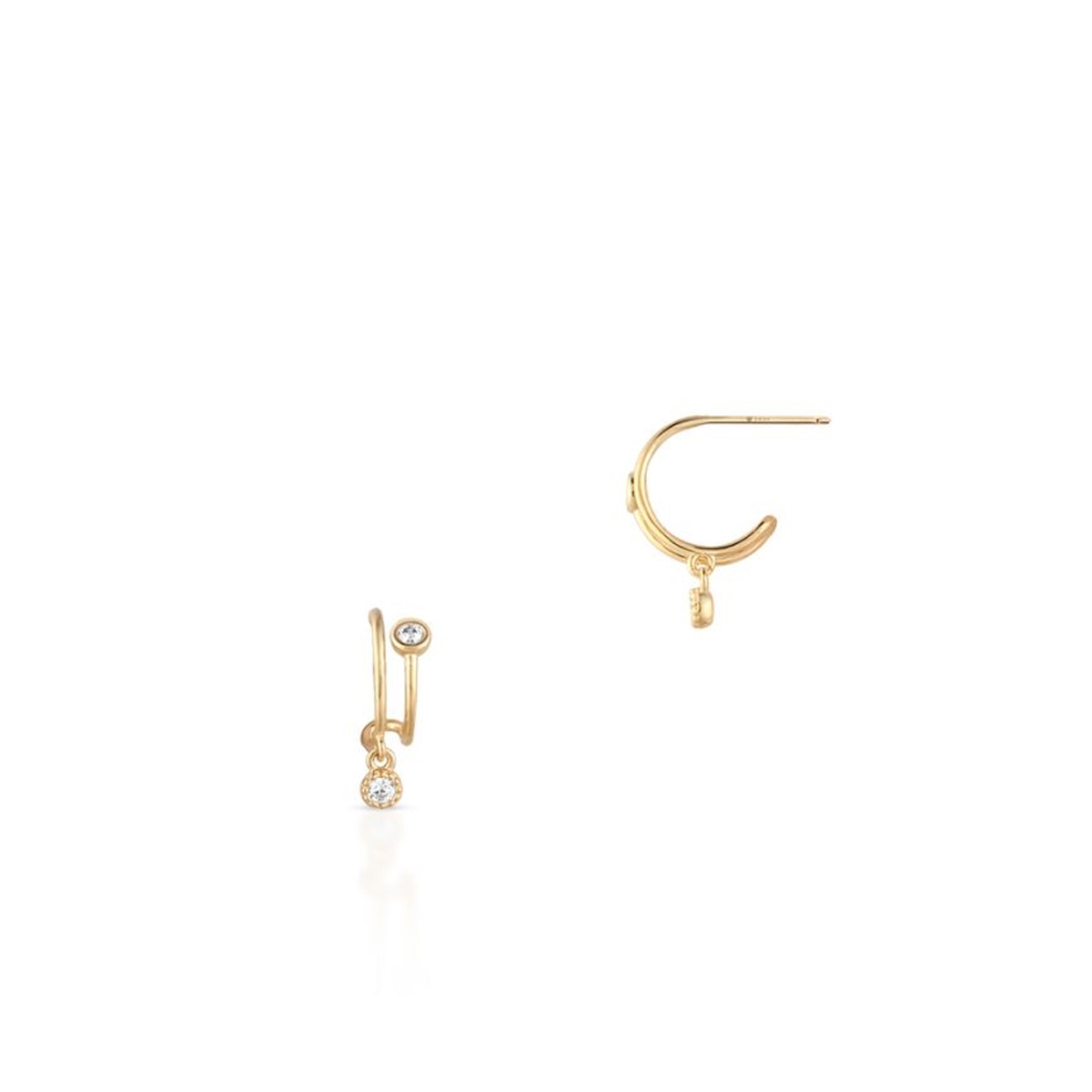 W.KRUK Kolczyki złote kółka z cyrkoniami