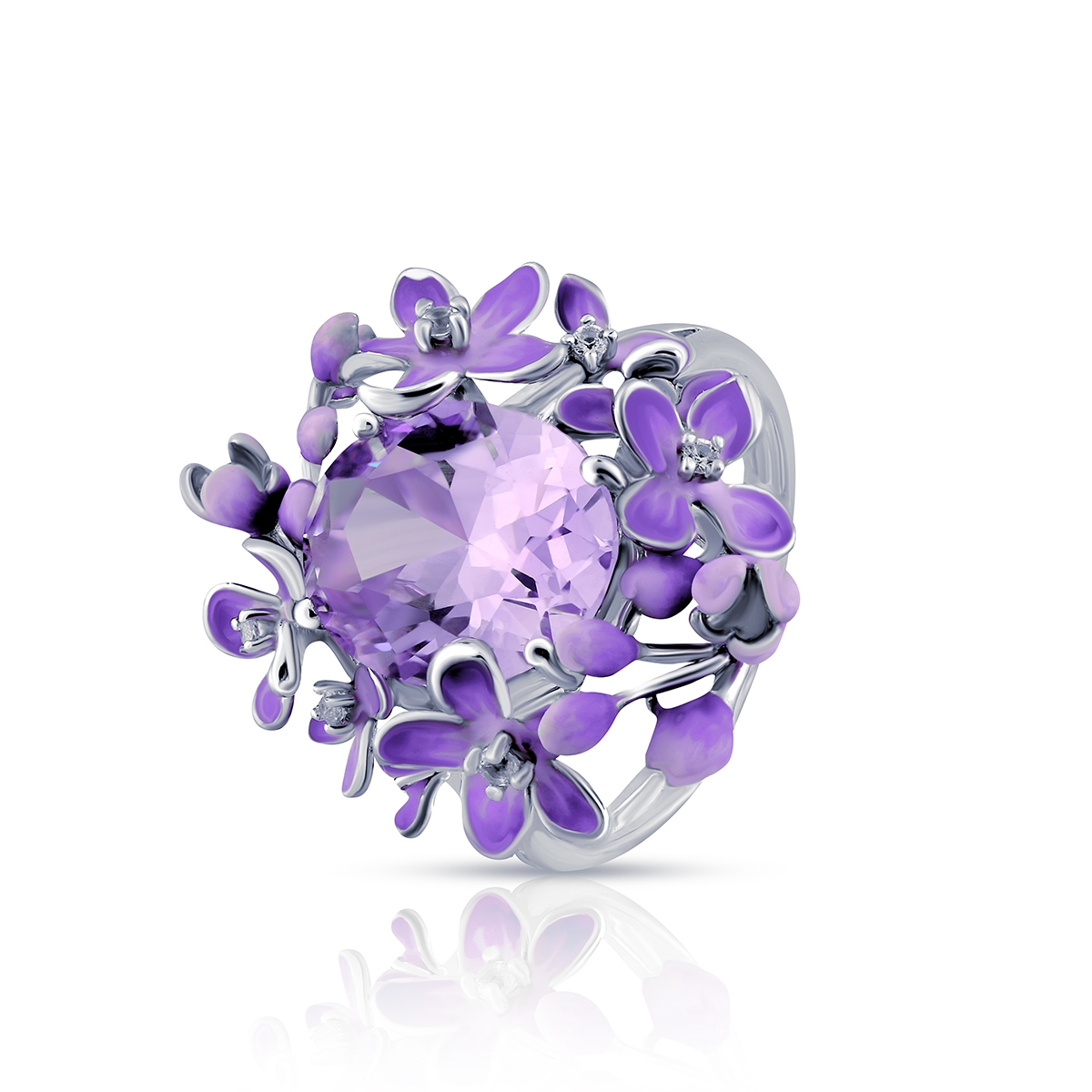 W.KRUK Pierścionek srebrny Kwiaty Nocy Fioletowy Bez