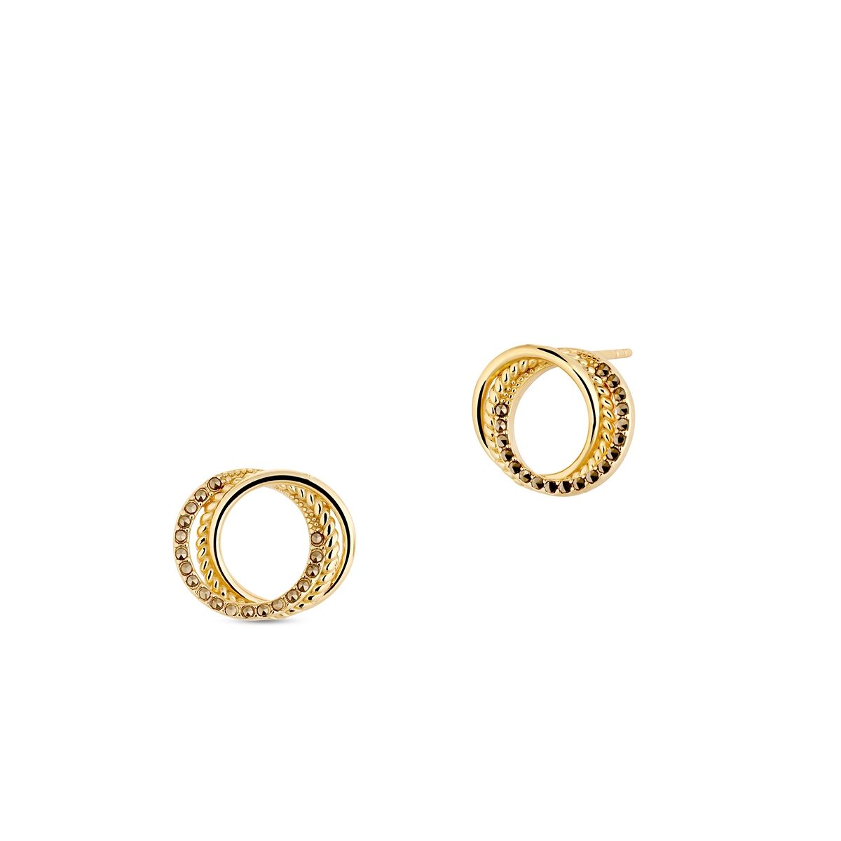 W.KRUK Kolczyki srebrne pozłacane z markasytami