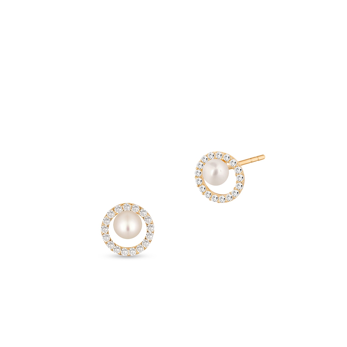 W.KRUK Kolczyki złote z perłą i cyrkoniami