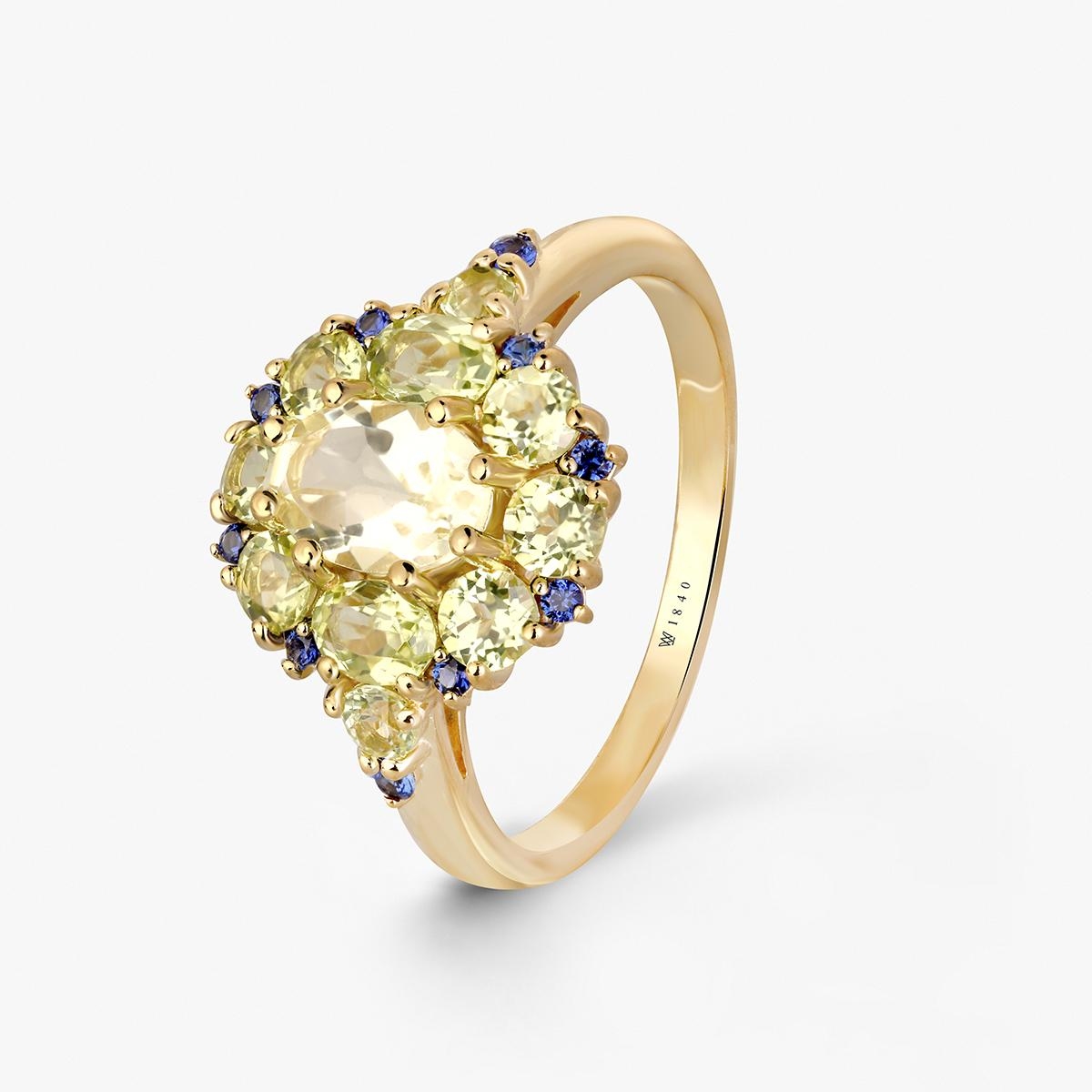 W.KRUK Pierścionek srebrny z oliwinami Szekspirowska