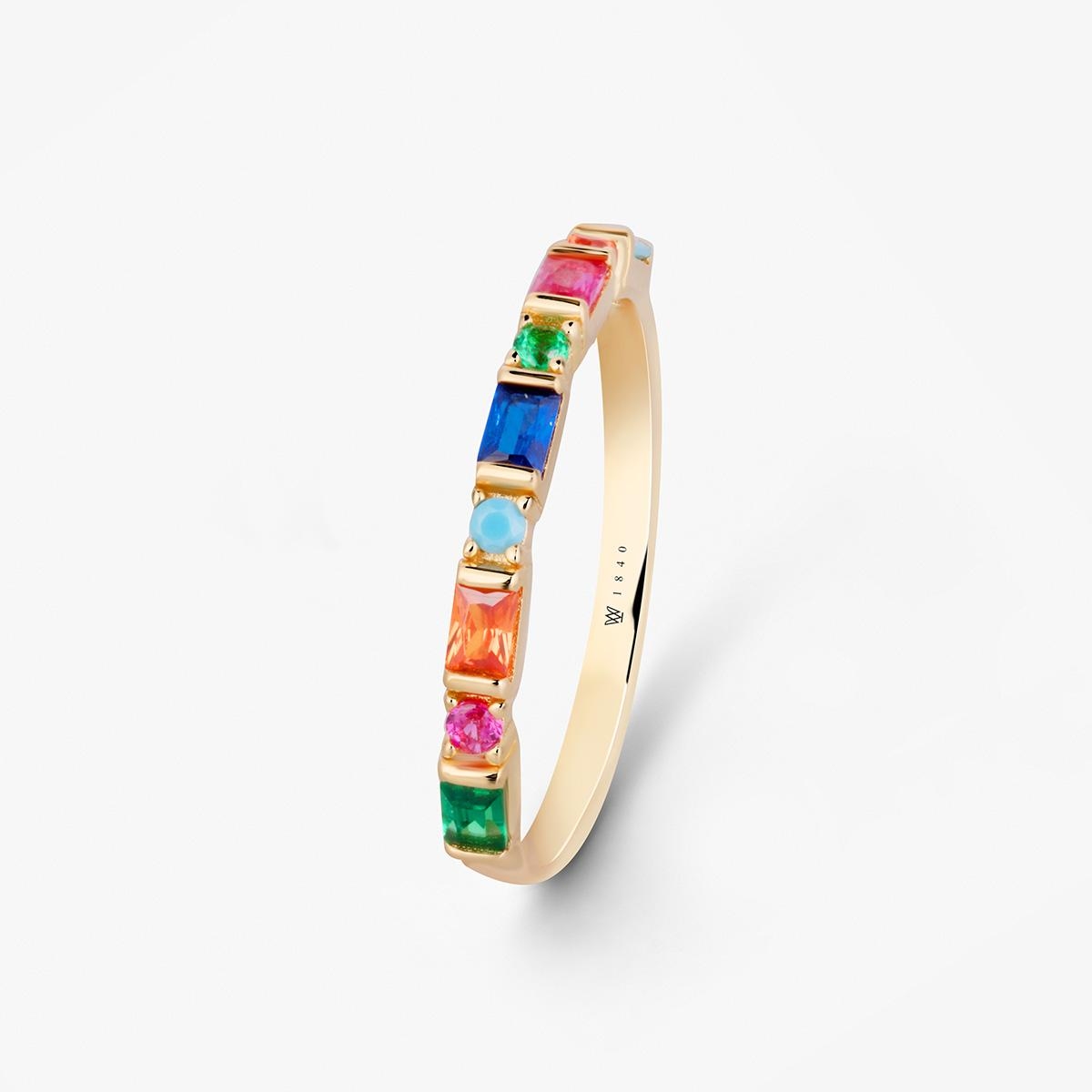 W.KRUK Pierścionek srebrny z kolorowymi kamieniami