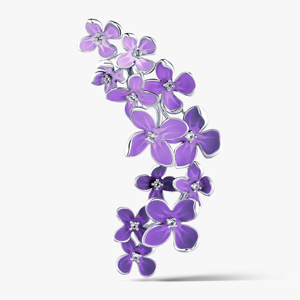 W.KRUK Nausznica srebrna Kwiaty Nocy Fioletowy Bez