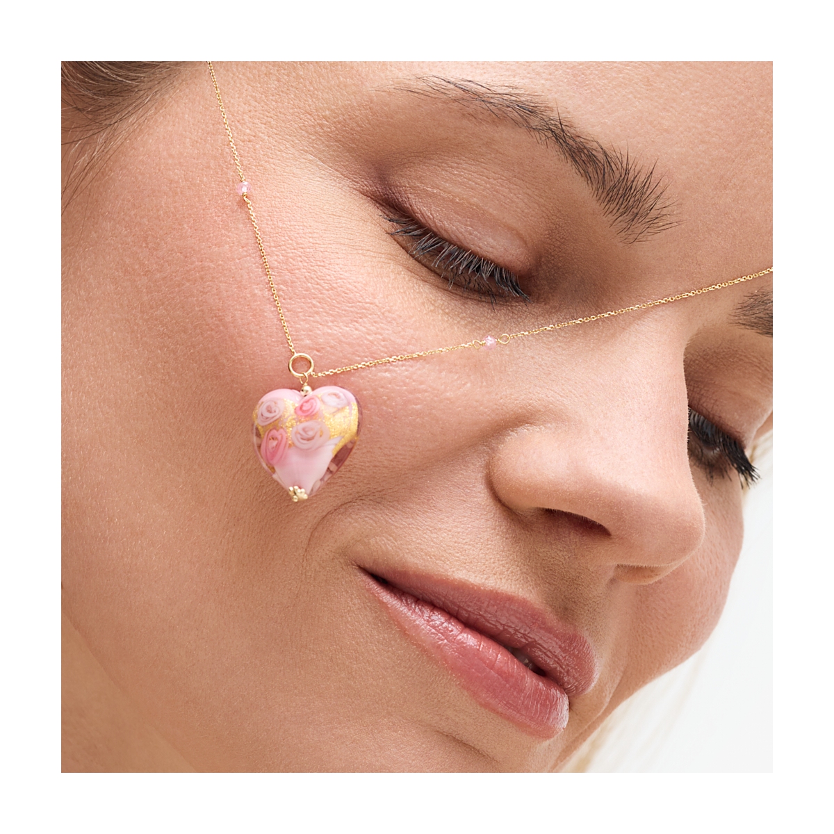 W.KRUK Naszyjnik złoty z sercem Murano