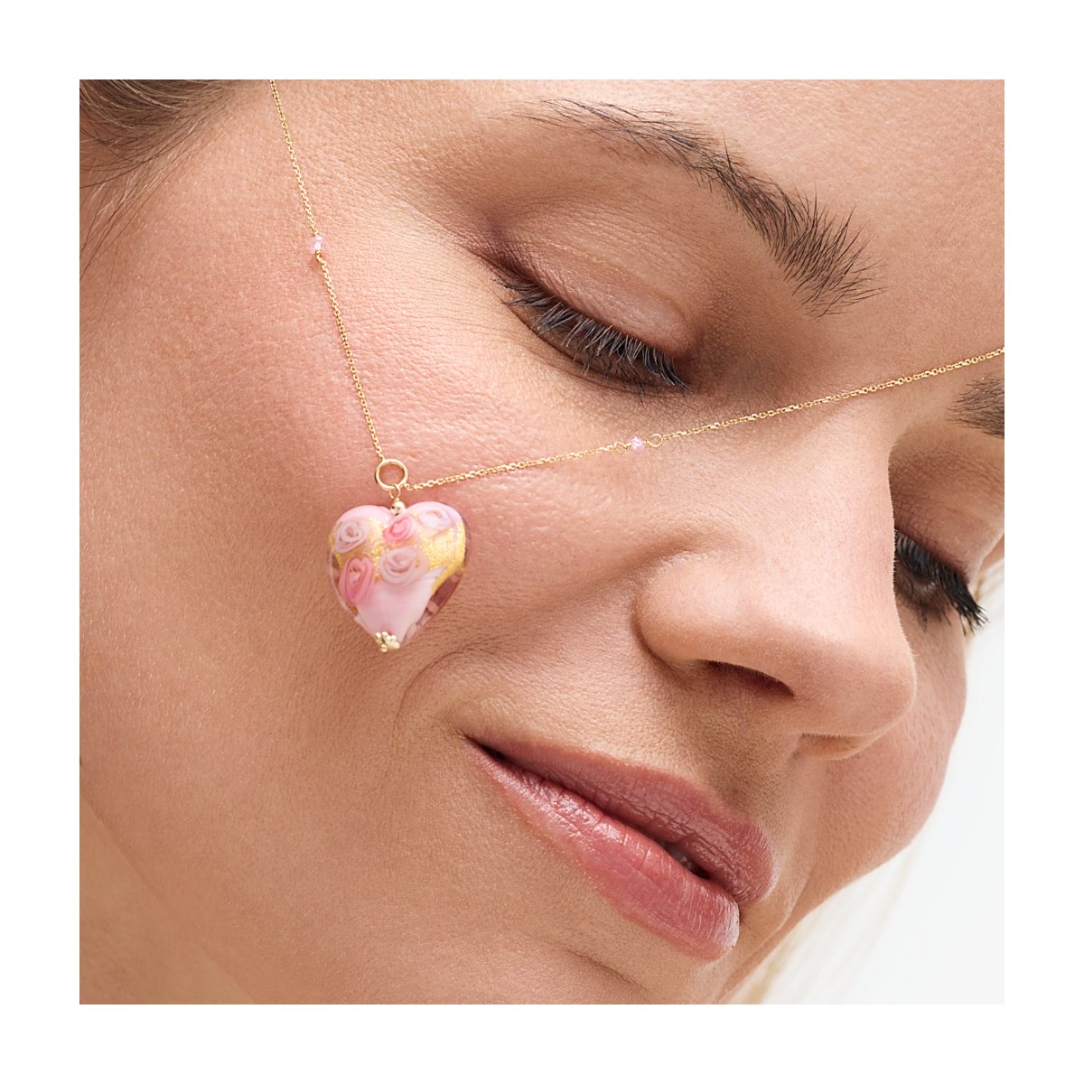 W.KRUK Naszyjnik złoty z sercem Murano