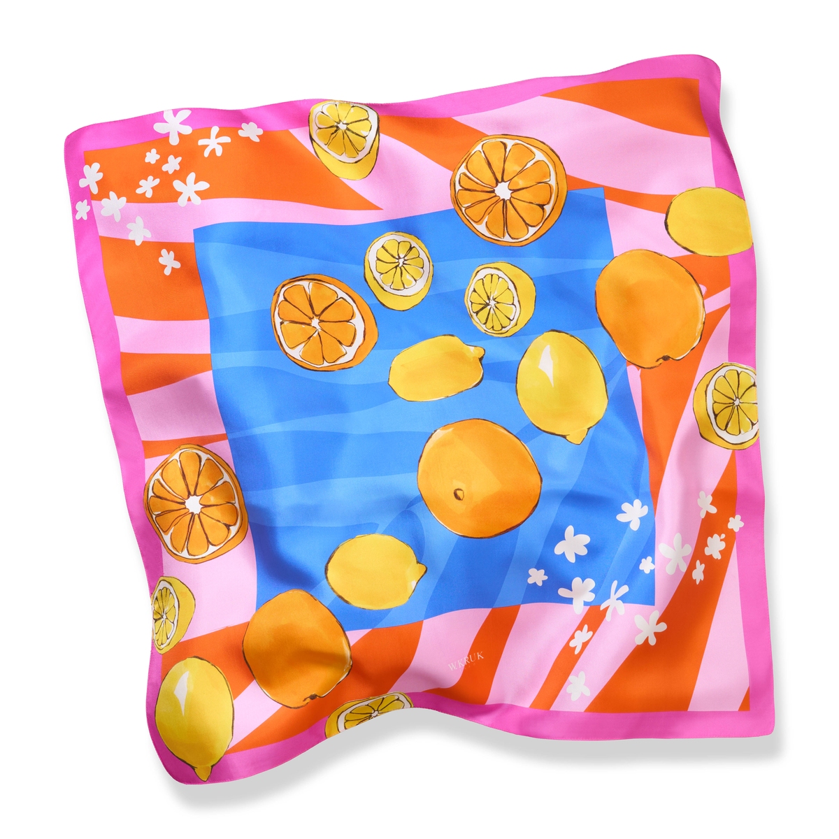 W.KRUK Chusta Jedwabna Kwiaty Nocy Cytrusy