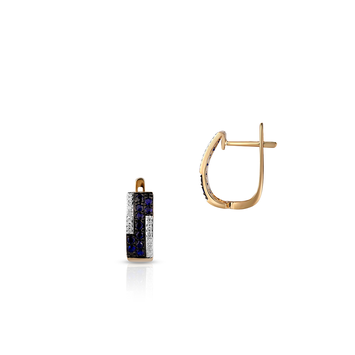 W.KRUK - Kolczyki złote bicolor z szafirami i diamentami