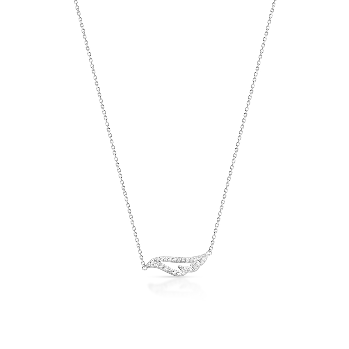 W.KRUK Naszyjnik srebrny skrzydło z cyrkoniami