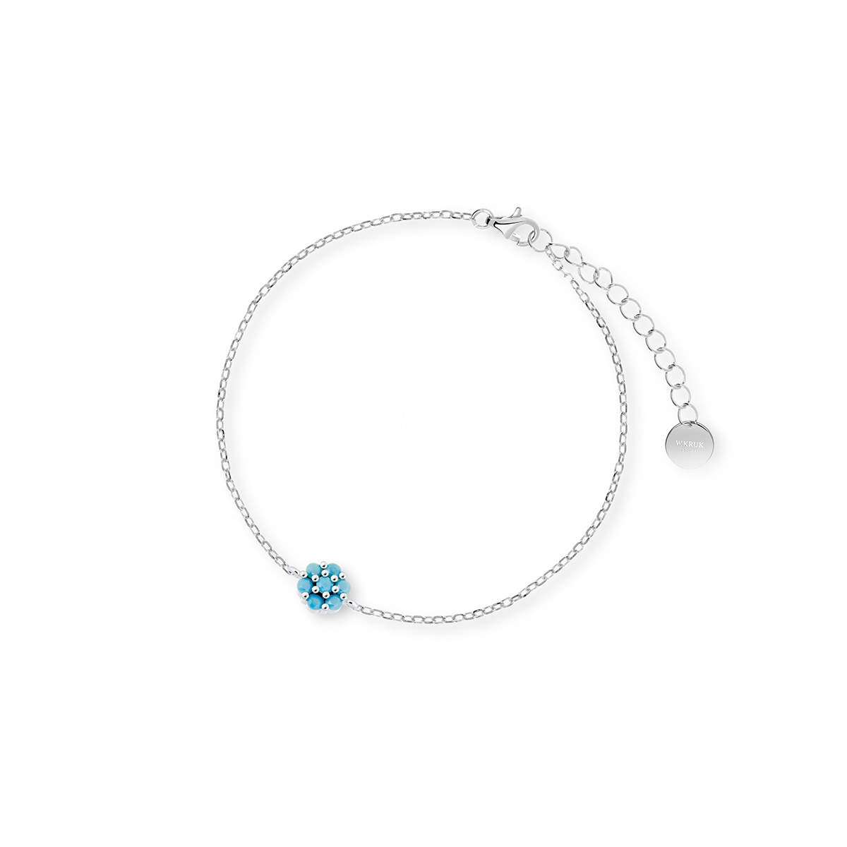 W.KRUK Bransoleta srebrna z niebieskimi cyrkoniami
