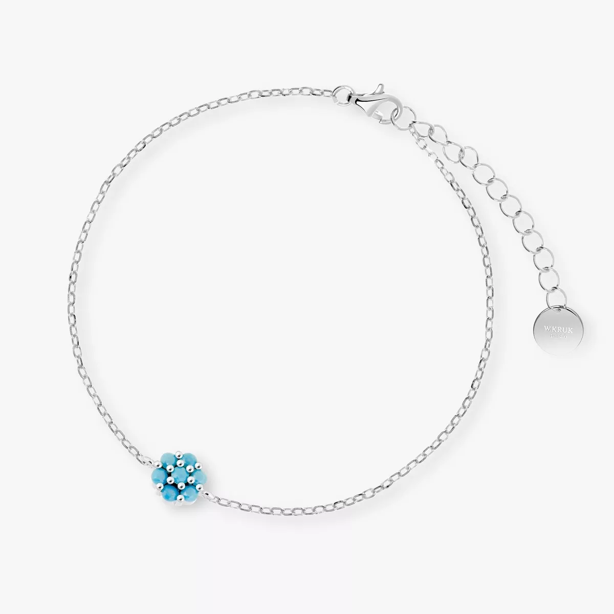 W.KRUK Bransoleta srebrna z niebieskimi cyrkoniami