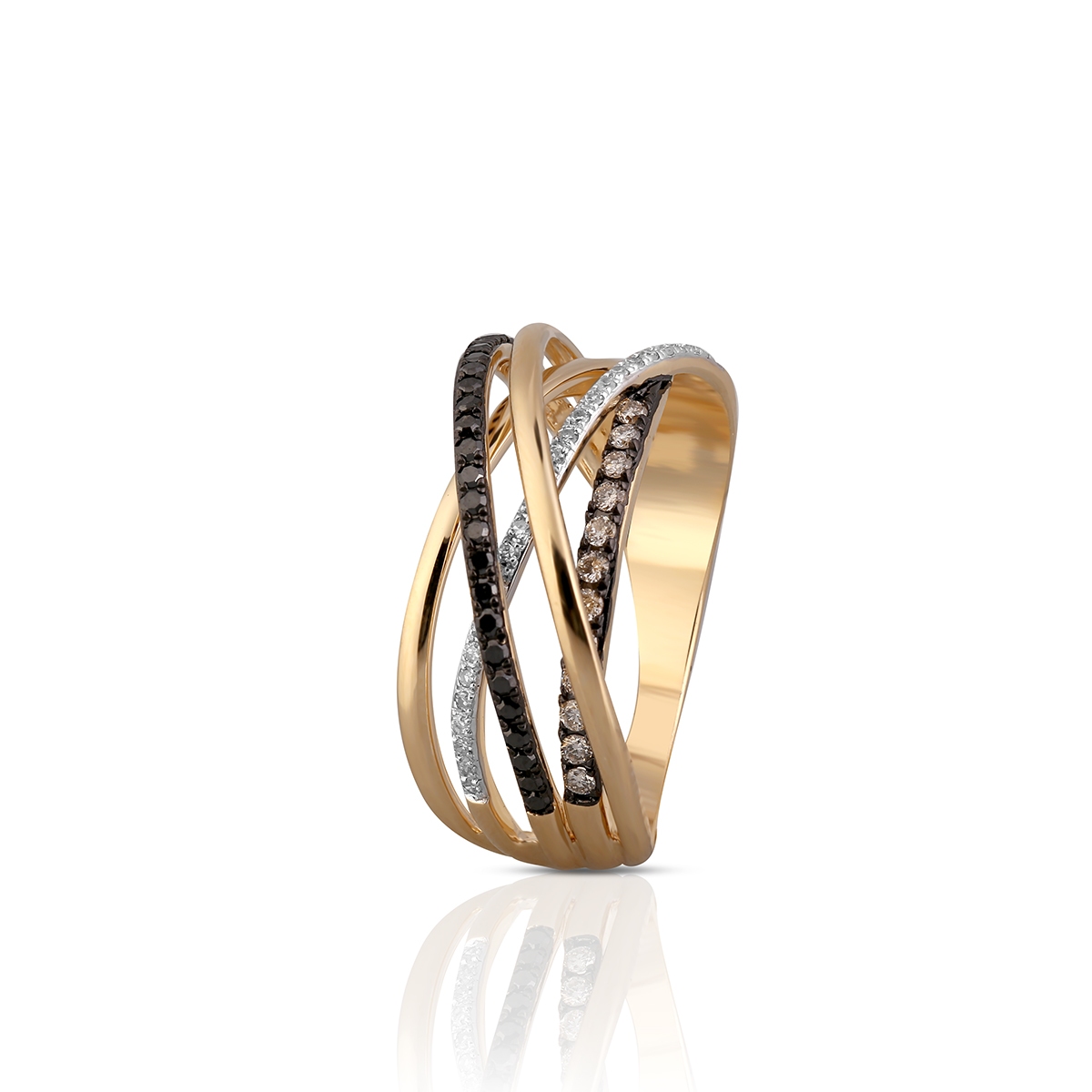 W.KRUK Pierścionek złoty bicolor z diamentami i brylantami