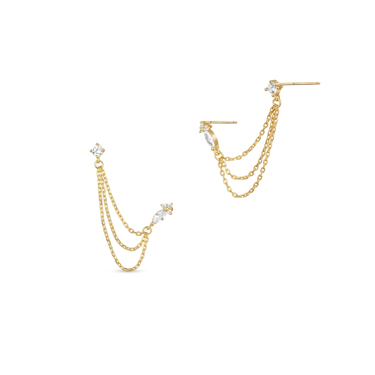 W.KRUK Kolczyki srebrne pozłacane z cyrkoniami