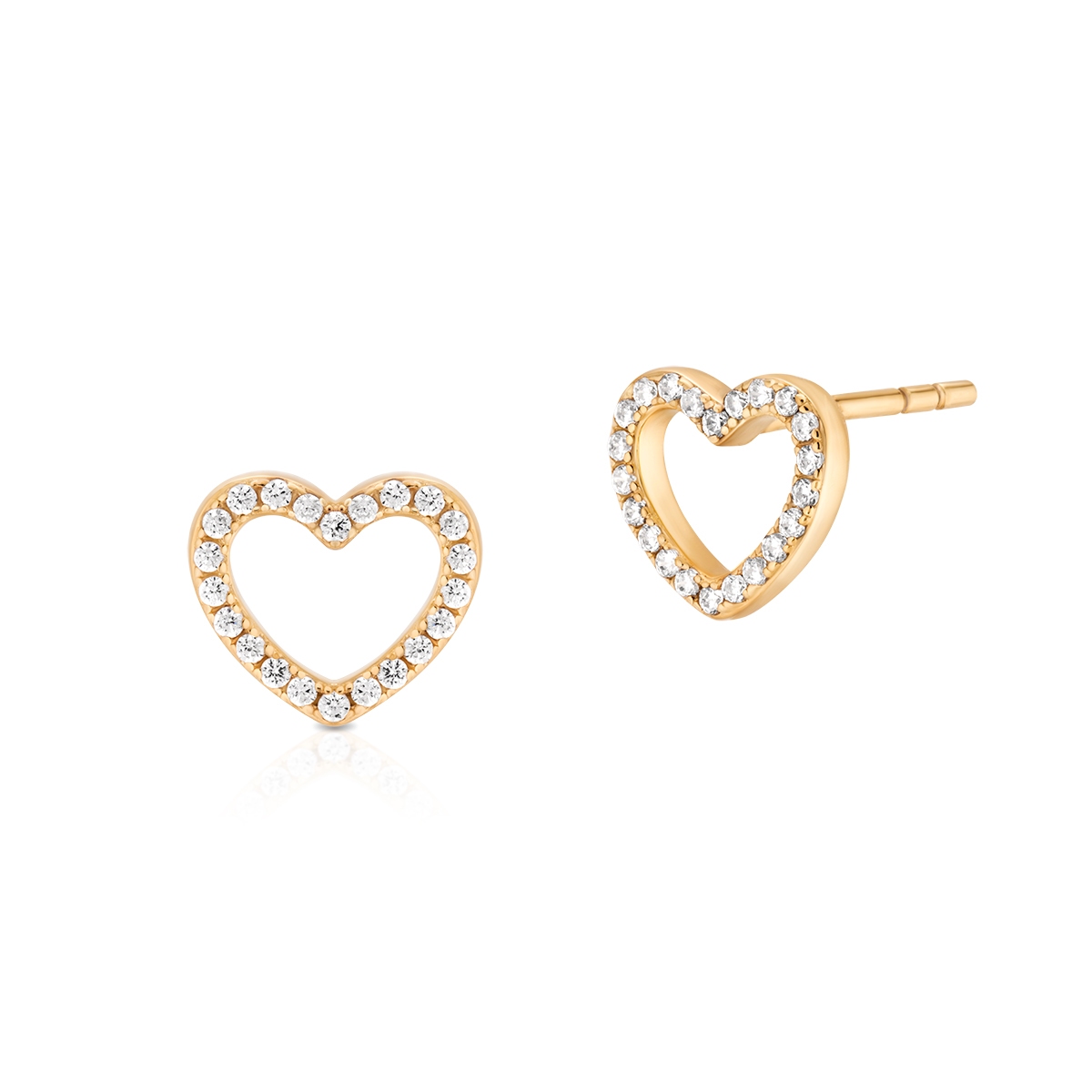 W.KRUK Kolczyki srebrne pozłacane serca z cyrkoniami